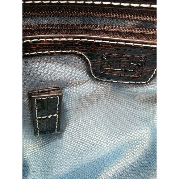 Vintage Leather Patchwork Handbag With Rhinestone Accents - Picture 5 of 11